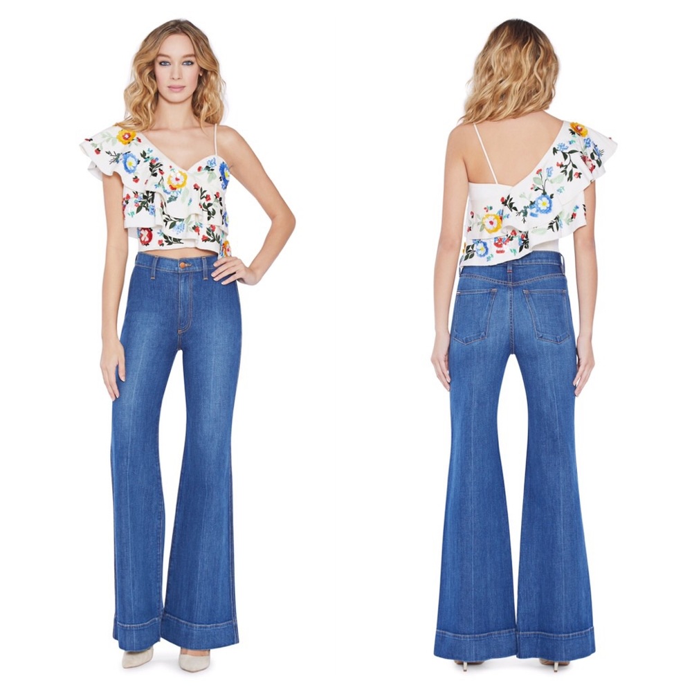 Saba Embellished One-Shoulder Ruffle Top